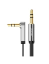 Plochý úhlový audio kabel UGREEN AV119 AUX mini jack 3,5 mm 0,5 m černý
