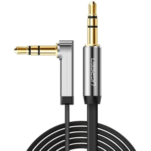 Płaski kabel kątowy audio UGREEN AV119 AUX mini jack 3.5 mm 0.5 m czarny