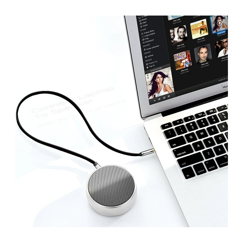 Płaski kabel kątowy audio UGREEN AV119 AUX mini jack 3.5 mm 0.5 m czarny