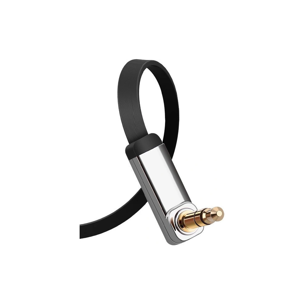 Płaski kabel kątowy audio UGREEN AV119 AUX mini jack 3.5 mm 0.5 m czarny