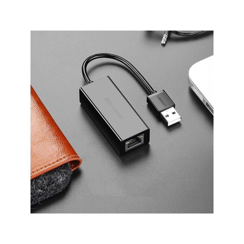 Zewnętrzna karta sieciowa UGREEN CR110 USB-A 2.0 / RJ45 100Mbps czarny