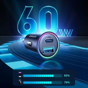 Buy Joyroom JR-CCN04 car charger 60W USB-A, USB-C black - JYR856 - {ean13} - Home Screen Store Europe
