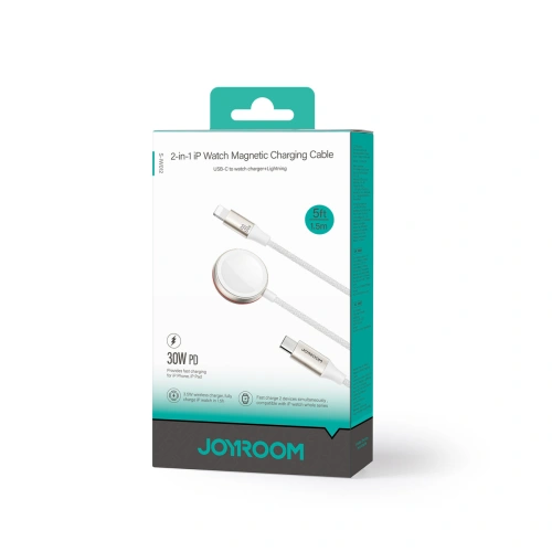 Kup Kabel 2w1 Joyroom S-IW011 USB-C / Lightning, indukční nabíječka pro Apple Watch 1.5m bílá - JYR870 - {ean13} - Sklep Home Screen