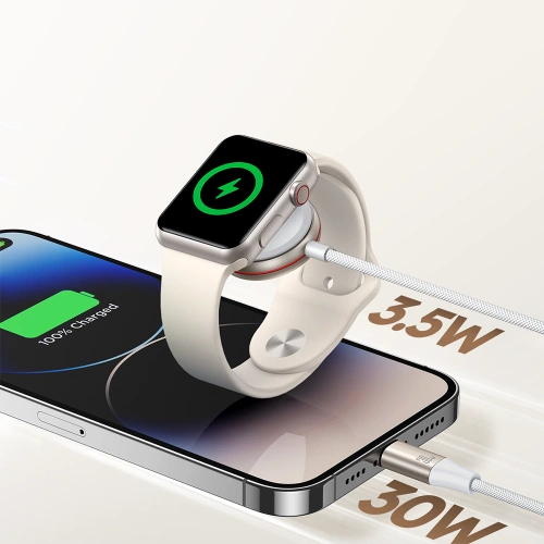 Kup Kabel 2w1 Joyroom S-IW011 USB-C / Lightning, indukční nabíječka pro Apple Watch 1.5m bílá - JYR870 - {ean13} - Sklep Home Screen