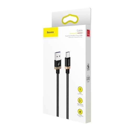 Kup Kabel USB-C Baseus Purple Gold Red, Huawei SuperCharge, 5A, 1m, 40W (černozlatý) - BSU577BLKGLD - {ean13} - Sklep Home Screen