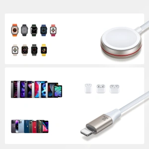 Kup Joyroom Apple 1.5m 2-in-1 cablu S-IW011 USB-C / Lightning, încărcător inductiv pentru ceas alb - JYR870 - {ean13} - Sklep Home Screen