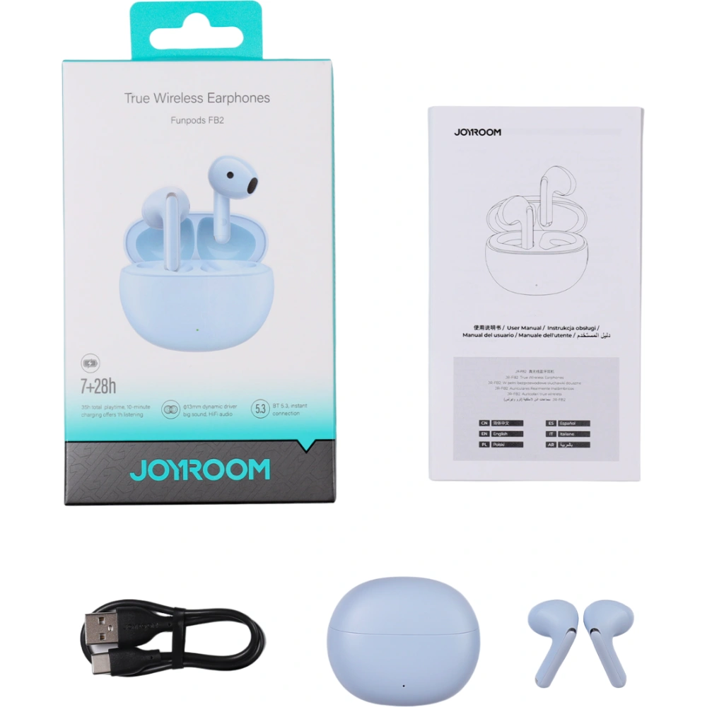 Bezprzewodowe słuchawki douszne Joyroom Funpods JR-FB2 Bluetooth 5.3 niebieskie