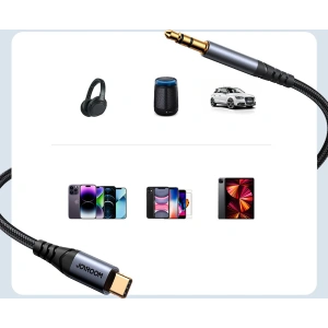 Kabel audio Joyroom SY-A07 USB-C / AUX mini jack 3.5mm 1.2m czarny