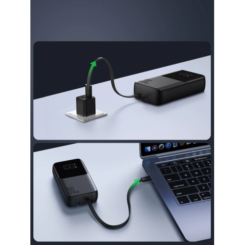 Kup Powerbank Joyroom JR-PBC06 10000mAh 30W + eingebaute USB-C, Lightning Kabel schwarz - JYR878 - {ean13} - Sklep Home Screen