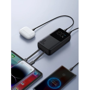 Powerbank Joyroom JR-PBC06 10000mAh 30W + wbudowane kable USB-C, Lightning czarny
