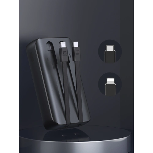 Kup Powerbank Joyroom JR-PBC06 10000mAh 30W + eingebaute USB-C, Lightning Kabel schwarz - JYR878 - {ean13} - Sklep Home Screen