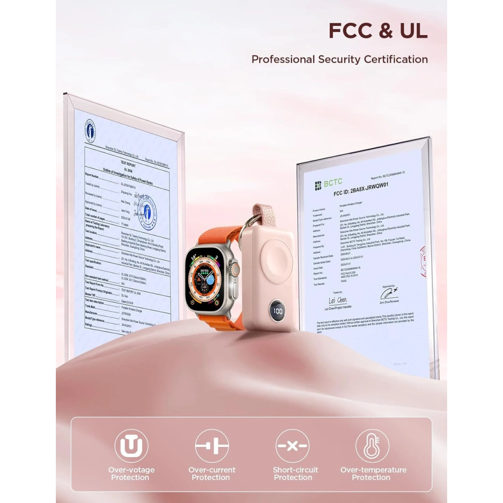 Powerbank bezprzewodowy Joyroom JR-WQW01 2000mAh 3W do Apple Watch różowy