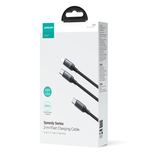 Kup Kabel 2w1 Joyroom Speedy Series SA21-1T2 USB-C / USB-C, Lightning 100W 1.5m černý - JYR886 - {ean13} - Sklep Home Screen
