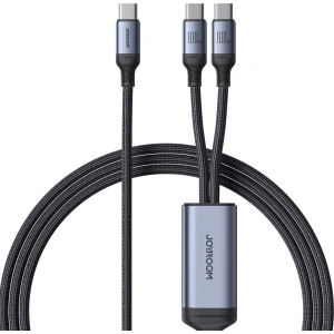 Buy Joyroom Speedy Series SA21-1T2 2in1 cable USB-C / 2xUSB-C 100W 1.5m black - JYR887 - {ean13} - Home Screen Store Europe