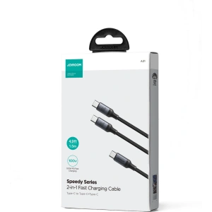 Buy Joyroom Speedy Series SA21-1T2 2in1 cable USB-C / 2xUSB-C 100W 1.5m black - JYR887 - {ean13} - Home Screen Store Europe