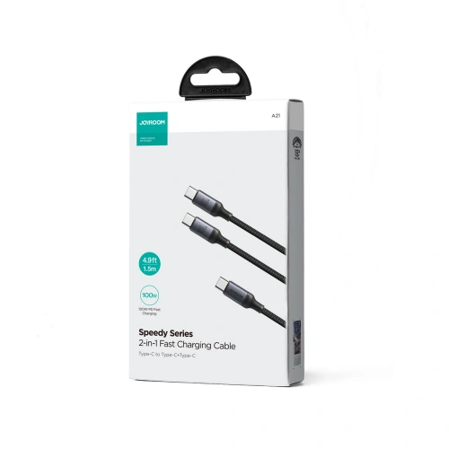 Kup Kabel 2w1 Joyroom Speedy Series SA21-1T2 USB-C / 2xUSB-C 100W 1.5m czarny - JYR887 - {ean13} - Sklep Home Screen