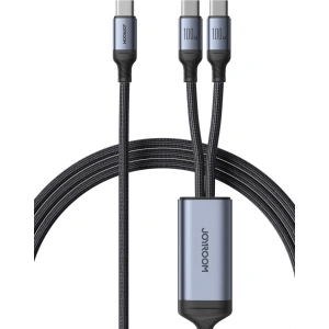 Buy Joyroom Speedy Series SA21-1T2 2in1 cable USB-C / 2xUSB-C 100W 1.5m black - JYR887 - {ean13} - Home Screen Store Europe