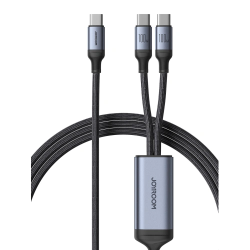 Buy Joyroom Speedy Series SA21-1T2 2in1 cable USB-C / 2xUSB-C 100W 1.5m black - JYR887 - {ean13} - Home Screen Store Europe