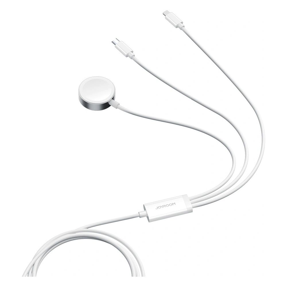 Kabel 3w1 Joyroom S-IW008 USB-A / ładowarka magnetyczna, USB-C, Lightning 1.2m biały