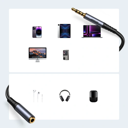 Kup Audio kábel Joyroom SY-A09 mini jack 3.5mm női / AUX mini jack 3.5mm férfi 1.2 m fekete - JYR915 - {ean13} - Sklep Home Screen