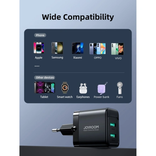 Kup Síťová nabíječka Joyroom JR-TCN01 2xUSB-A 12W 2.4A černá - JYR923 - {ean13} - Sklep Home Screen