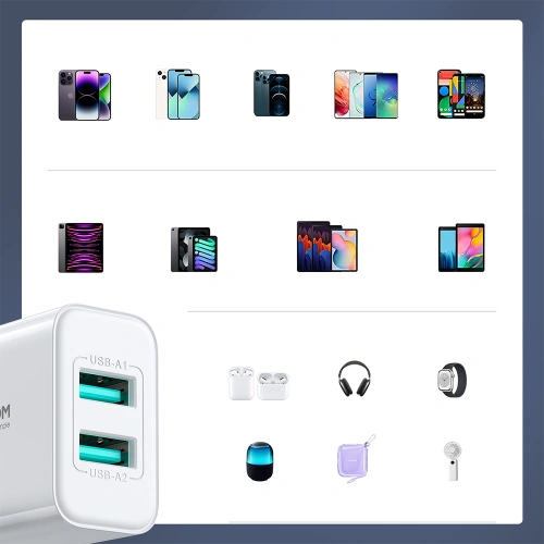 Kup Joyroom Încărcător de putere JR-TCN04 2xUSB-A 10.5W 2.1A alb - JYR924 - {ean13} - Sklep Home Screen