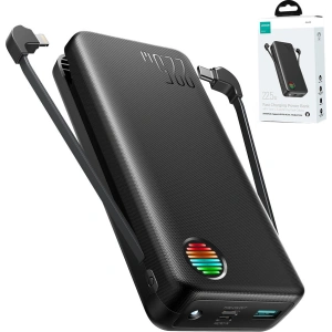 Powerbank Joyroom JR-L015 20000mAh 22.5W + wbudowane kable USB-C, Lightning czarny
