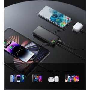 Powerbank Joyroom JR-L015 20000mAh 22.5W + wbudowane kable USB-C, Lightning czarny