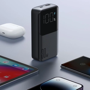 Powerbank Joyroom JR-PBC07 20000mAh 30W + wbudowane kable USB-C, Lightning czarny