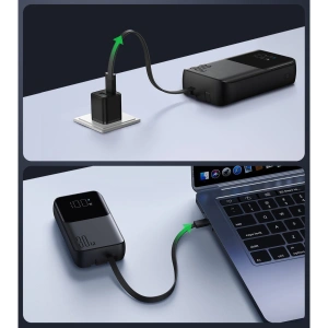 Powerbank Joyroom JR-PBC07 20000mAh 30W + wbudowane kable USB-C, Lightning czarny