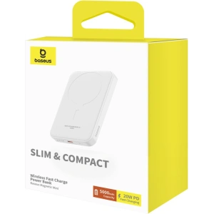 Buy Baseus powerbank 5000mAh 20W with inductive charging + USB-C cable (20V/3A) white - BSU4800 - {ean13} - Home Screen Store Europe