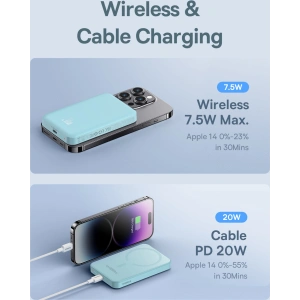 Kup Powerbank Baseus 5000mAh 20W mit induktiver Ladefunktion + USB-C Kabel (20V/3A) blau - BSU4801 - {ean13} - Sklep Home Screen