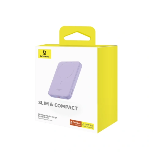 Kup Baseus Powerbank 5000mAh 20W cu încărcare inductivă + cablu USB-C (20V/3A) violet - BSU4802 - {ean13} - Sklep Home Screen