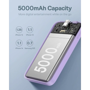 Buy Baseus powerbank 5000mAh 20W with inductive charging + USB-C cable (20V/3A) purple - BSU4802 - {ean13} - Home Screen Store Europe