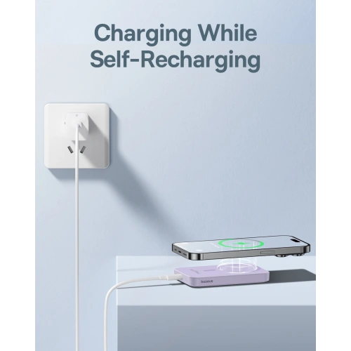 Kup Baseus Powerbank 5000mAh 20W cu încărcare inductivă + cablu USB-C (20V/3A) violet - BSU4802 - {ean13} - Sklep Home Screen