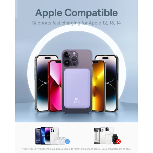 Kup Baseus Powerbank 5000mAh 20W cu încărcare inductivă + cablu USB-C (20V/3A) violet - BSU4802 - {ean13} - Sklep Home Screen