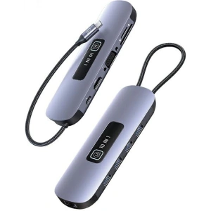 Kup Adapter USAMS US-SJ644 HUB 10w1 USB-C / 3xUSB-A 3.0, TF, SD, USB-C, HDMI, RJ45, VGA PD100W grau/oxidiert - USA1010 - {ean13} - Sklep Home Screen