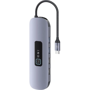 Kup Adapter USAMS US-SJ644 HUB 10w1 USB-C / 3xUSB-A 3.0, TF, SD, USB-C, HDMI, RJ45, VGA PD100W grau/oxidiert - USA1010 - {ean13} - Sklep Home Screen