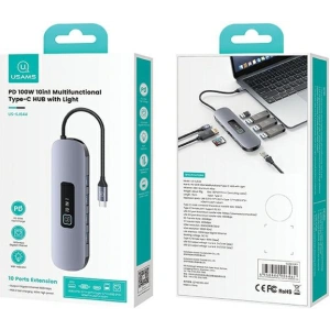 Kup Adapter USAMS US-SJ644 HUB 10w1 USB-C / 3xUSB-A 3.0, TF, SD, USB-C, HDMI, RJ45, VGA PD100W grau/oxidiert - USA1010 - {ean13} - Sklep Home Screen