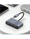 Kup Adapter USAMS US-SJ627 HUB 4in1 USB-C / 2xUSB-A 2.0, USB-A 3.0, USB-C grau/dunkelgrau - USA1011 - {ean13} - Sklep Home Screen
