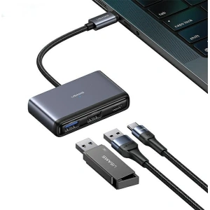Kup Adapter USAMS US-SJ628 HUB 5w1 USB-C / USB-A 2.0, USB 3.0, USB-C, TF, SD grau/dunkelgrau - USA1012 - {ean13} - Sklep Home Screen