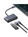 Adaptor USAMS US-SJ628 HUB 5in1 USB-C / USB-A 2.0, USB 3.0, USB-C, TF, SD gri / gri închis