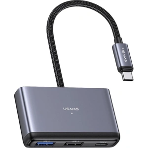Kup Adaptor USAMS US-SJ628 HUB 5in1 USB-C / USB-A 2.0, USB 3.0, USB-C, TF, SD gri / gri închis - USA1012 - {ean13} - Sklep Home Screen