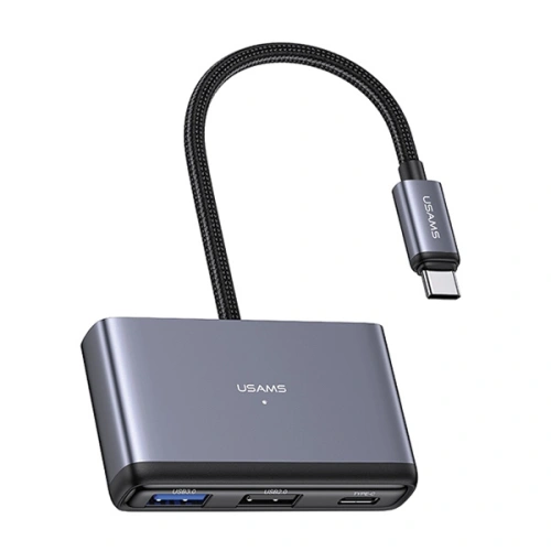 Kup Adapter USAMS US-SJ628 HUB 5w1 USB-C / USB-A 2.0, USB 3.0, USB-C, TF, SD grau/dunkelgrau - USA1012 - {ean13} - Sklep Home Screen