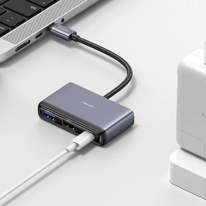 Kup Adapter USAMS US-SJ628 HUB 5w1 USB-C / USB-A 2.0, USB 3.0, USB-C, TF, SD grau/dunkelgrau - USA1012 - {ean13} - Sklep Home Screen
