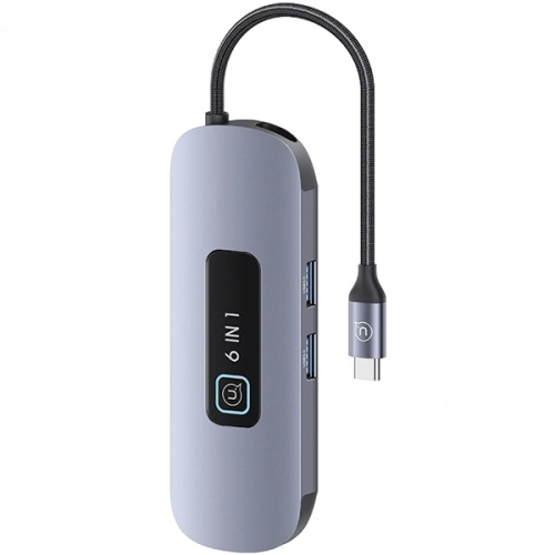 Kup Adaptor USAMS US-SJ642 HUB 6in1 USB-C / 2xUSB-A 3.0, TF, SD, USB-C, HDMI PD100W gri/tarnish - USA1013 - {ean13} - Sklep Home Screen