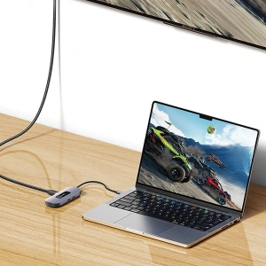 Kup Adapter USAMS US-SJ642 HUB 6w1 USB-C / 2xUSB-A 3.0, TF, SD, USB-C, HDMI PD100W grau/tarnfarben - USA1013 - {ean13} - Sklep Home Screen