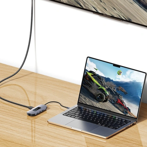 Kup Adapter USAMS US-SJ643 HUB 8in1 USB-C / 3xUSB-A 3.0, TF, SD, USB-C, HDMI, RJ45 PD100W grau/tarnfarben - USA1014 - {ean13} - Sklep Home Screen