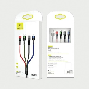 Buy USAMS US-SJ317 4-in-1 cable USB-A / microUSB, USB-C, 2xLightning Fast Charge 2A 1.2m - USA1016 - {ean13} - Home Screen Store Europe
