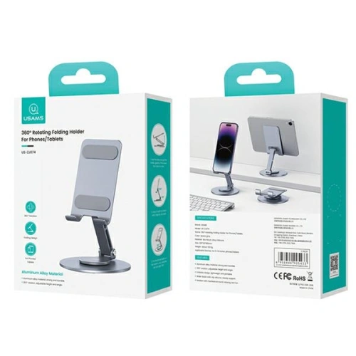 Kup Rotierbare Tischhalterung für Telefon / Tablet USAMS US-ZJ074 grau / Space Grey - USA1017 - {ean13} - Sklep Home Screen